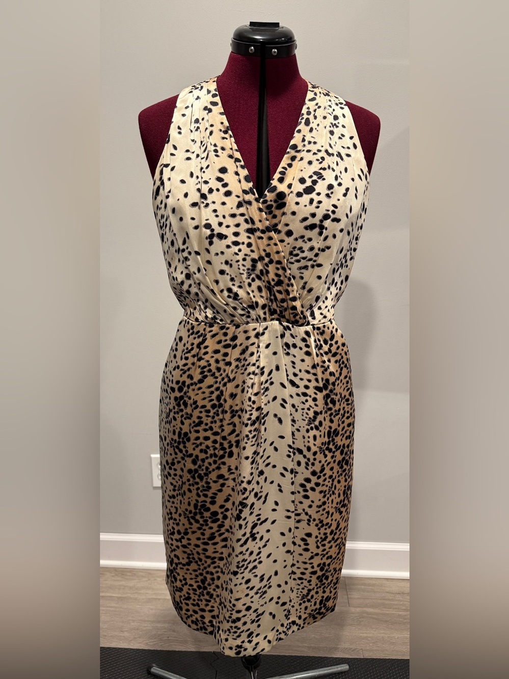Jones New York Cream and Black Leopard Print Dress